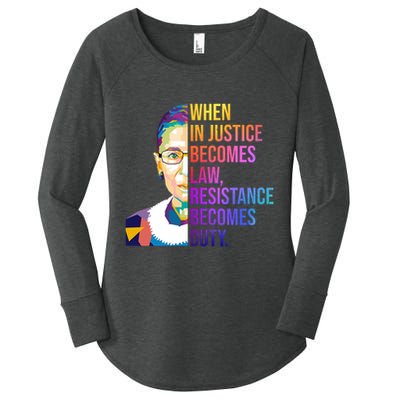 When Injustice Becomes Law Resistance Becomes Duty RBG Women's Perfect Tri Tunic Long Sleeve Shirt