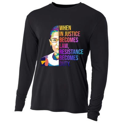 When Injustice Becomes Law Resistance Becomes Duty RBG Cooling Performance Long Sleeve Crew