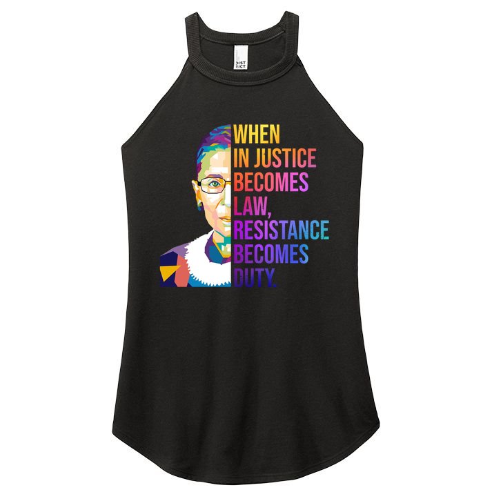 When Injustice Becomes Law Resistance Becomes Duty RBG Women's Perfect Tri Rocker Tank