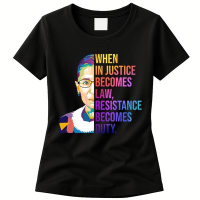 When Injustice Becomes Law Resistance Becomes Duty RBG Womens T-Shirt