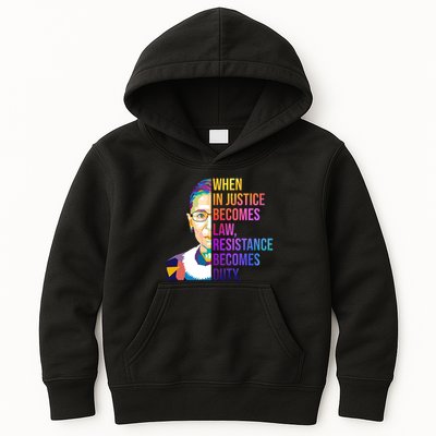 When Injustice Becomes Law Resistance Becomes Duty RBG Kids Hoodie