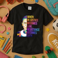 When Injustice Becomes Law Resistance Becomes Duty RBG Kids T-Shirt