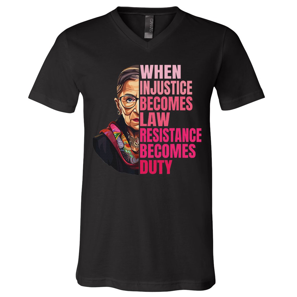 When Injustice Becomes Law Resistance Becomes Duty Rbg Quote V-Neck T-Shirt