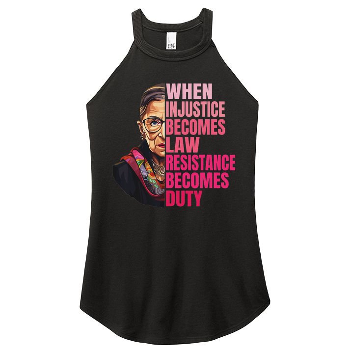 When Injustice Becomes Law Resistance Becomes Duty Rbg Quote Women's Perfect Tri Rocker Tank