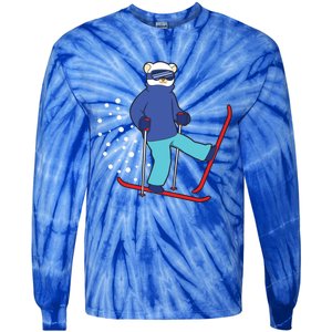 Winter Ice Bear Ski Skier Skiing Gift Tie-Dye Long Sleeve Shirt