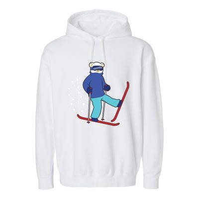 Winter Ice Bear Ski Skier Skiing Gift Garment-Dyed Fleece Hoodie