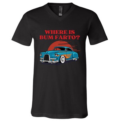 Where Is Bum Farto Retro V-Neck T-Shirt