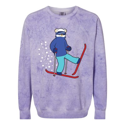 Winter Ice Bear Ski Skier Skiing Gift Colorblast Crewneck Sweatshirt