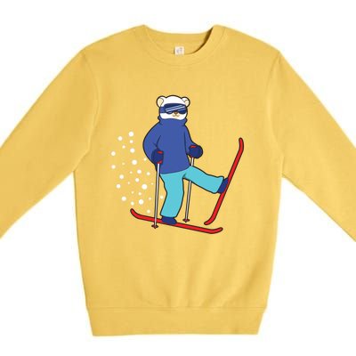 Winter Ice Bear Ski Skier Skiing Gift Premium Crewneck Sweatshirt