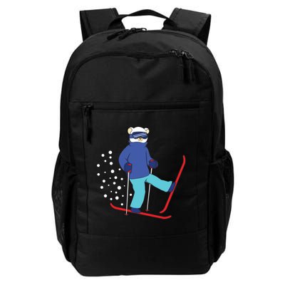 Winter Ice Bear Ski Skier Skiing Gift Daily Commute Backpack