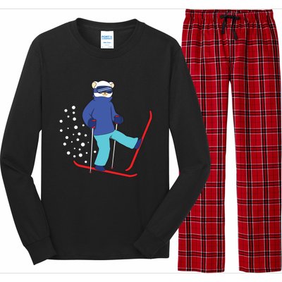 Winter Ice Bear Ski Skier Skiing Gift Long Sleeve Pajama Set