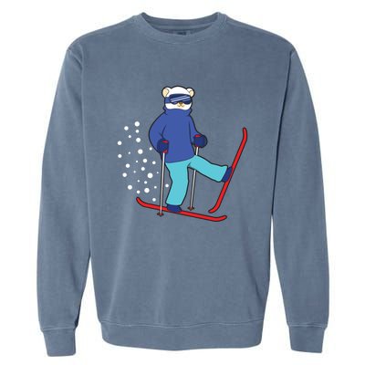 Winter Ice Bear Ski Skier Skiing Gift Garment-Dyed Sweatshirt