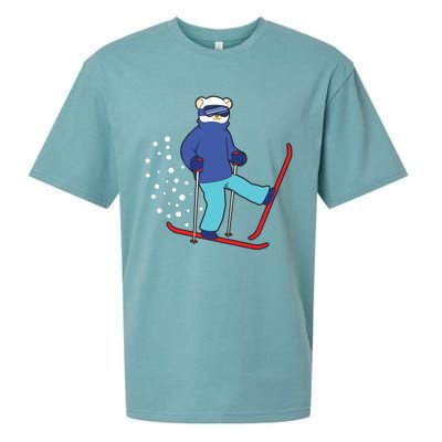 Winter Ice Bear Ski Skier Skiing Gift Sueded Cloud Jersey T-Shirt