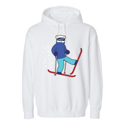 Winter Ice Bear Ski Skier Skiing Gift Garment-Dyed Fleece Hoodie