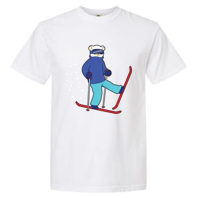 Winter Ice Bear Ski Skier Skiing Gift Garment-Dyed Heavyweight T-Shirt