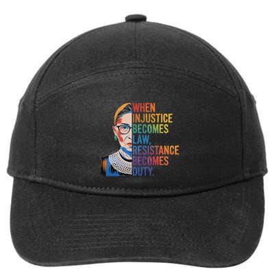 When Injustice Becomes Law Resistance Becomes Duty Rbg 7-Panel Snapback Hat
