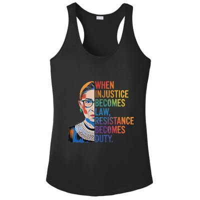 When Injustice Becomes Law Resistance Becomes Duty Rbg Ladies PosiCharge Competitor Racerback Tank