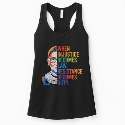 When Injustice Becomes Law Resistance Becomes Duty Rbg Womens Tank Top