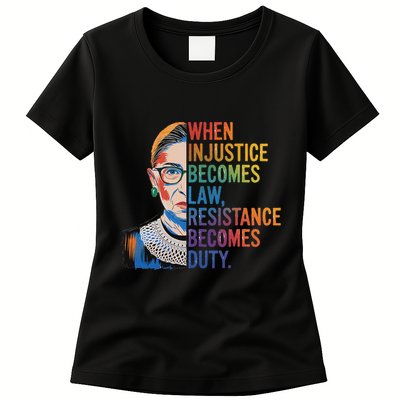 When Injustice Becomes Law Resistance Becomes Duty Rbg Womens T-Shirt