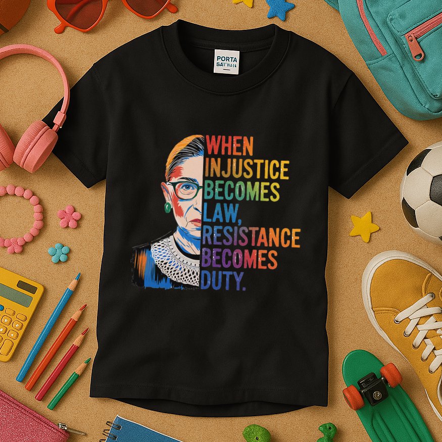 When Injustice Becomes Law Resistance Becomes Duty Rbg Kids T-Shirt