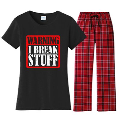 Warning I Break Stuff Women's Flannel Pajama Set