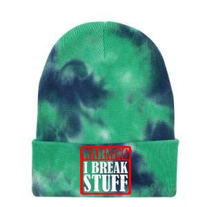 Warning I Break Stuff Tie Dye 12in Knit Beanie