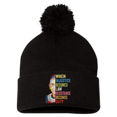 When Injustice Becomes Law Resistance Becomes Duty Pom Pom 12in Knit Beanie
