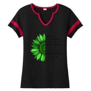 Women's Irish Blessing In Green Sunflower, St. Patricks Day Ladies Halftime Notch Neck Tee