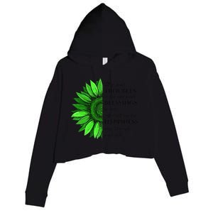 Women's Irish Blessing In Green Sunflower, St. Patricks Day Crop Fleece Hoodie