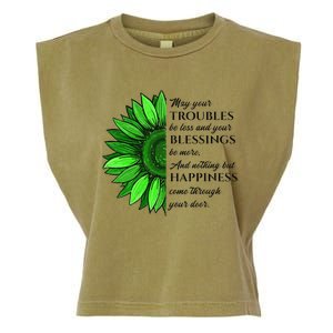 Women's Irish Blessing In Green Sunflower, St. Patricks Day Garment-Dyed Women's Muscle Tee