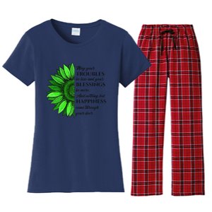 Women's Irish Blessing In Green Sunflower, St. Patricks Day Women's Flannel Pajama Set