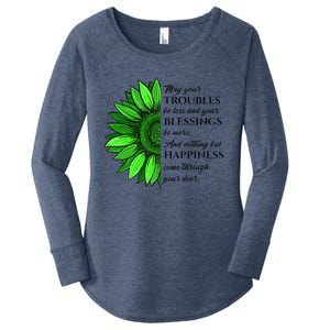 Women's Irish Blessing In Green Sunflower, St. Patricks Day Women's Perfect Tri Tunic Long Sleeve Shirt