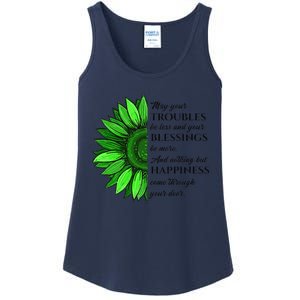 Women's Irish Blessing In Green Sunflower, St. Patricks Day Ladies Essential Tank