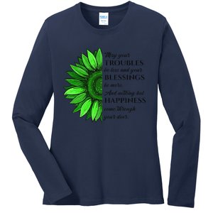 Women's Irish Blessing In Green Sunflower, St. Patricks Day Ladies Long Sleeve Shirt