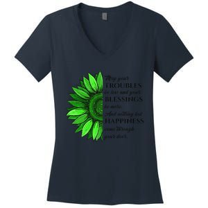 Women's Irish Blessing In Green Sunflower, St. Patricks Day Women's V-Neck T-Shirt