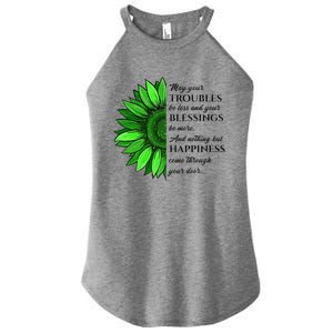 Women's Irish Blessing In Green Sunflower, St. Patricks Day Women's Perfect Tri Rocker Tank