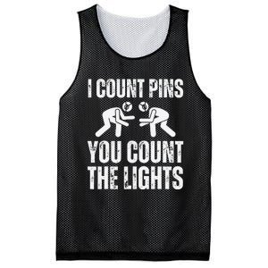 Wrestling I Count Pins You Count The Lights Funny Wrestler  Mesh Reversible Basketball Jersey Tank