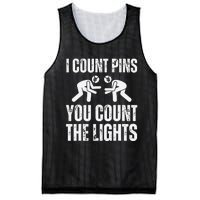 Wrestling I Count Pins You Count The Lights Funny Wrestler  Mesh Reversible Basketball Jersey Tank