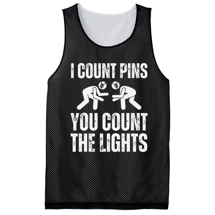 Wrestling I Count Pins You Count The Lights Funny Wrestler  Mesh Reversible Basketball Jersey Tank