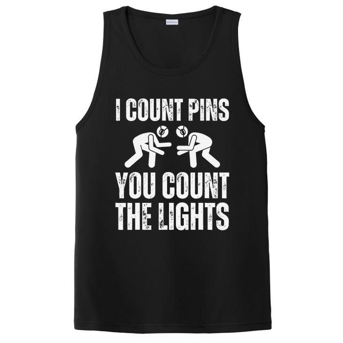 Wrestling I Count Pins You Count The Lights Funny Wrestler  PosiCharge Competitor Tank