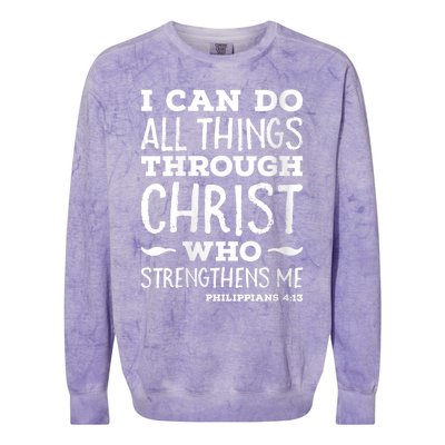 Womens I Can Do All Things Through Christ Art Bible Religious Colorblast Crewneck Sweatshirt