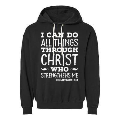 Womens I Can Do All Things Through Christ Art Bible Religious Garment-Dyed Fleece Hoodie