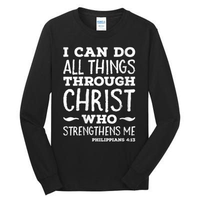 Womens I Can Do All Things Through Christ Art Bible Religious Tall Long Sleeve T-Shirt