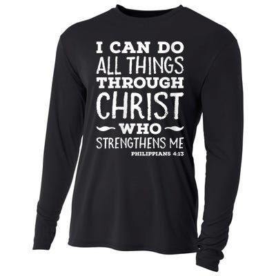 Womens I Can Do All Things Through Christ Art Bible Religious Cooling Performance Long Sleeve Crew