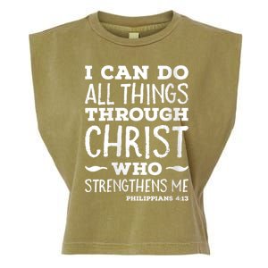 Womens I Can Do All Things Through Christ Art Bible Religious Garment-Dyed Women's Muscle Tee