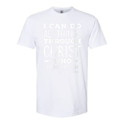 Womens I Can Do All Things Through Christ Art Bible Religious Softstyle CVC T-Shirt