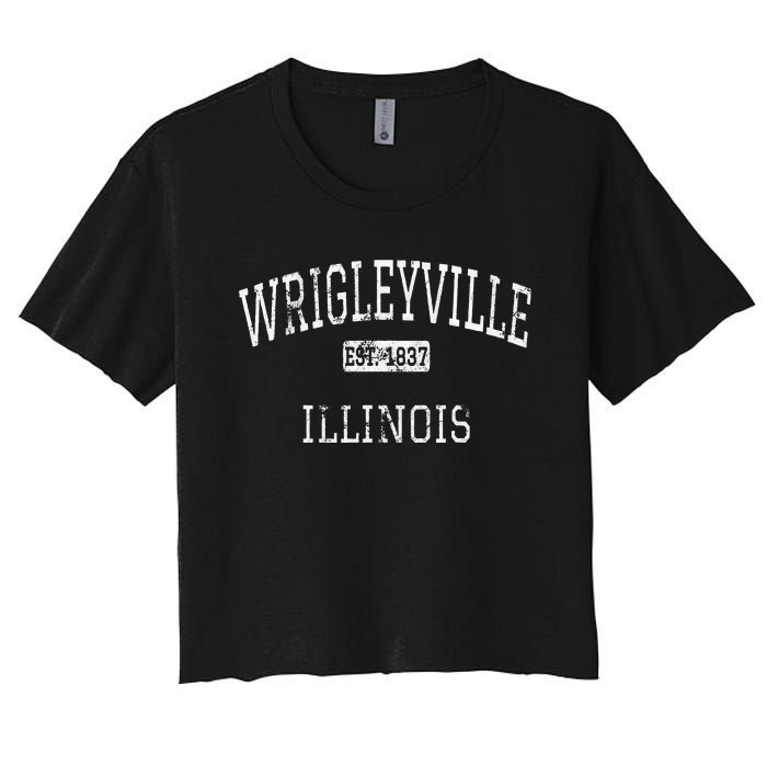 Wrigleyville Illinois Chicago IL Vintage Women's Crop Top Tee