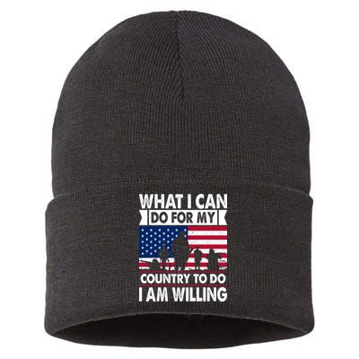 What I Can Do For My Country, I Am Willing To Do Gift Memorial Day Sustainable Knit Beanie