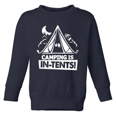 White Ink Camping Is In Tents Funny Toddler Sweatshirt