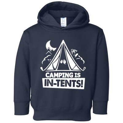 White Ink Camping Is In Tents Funny Toddler Hoodie